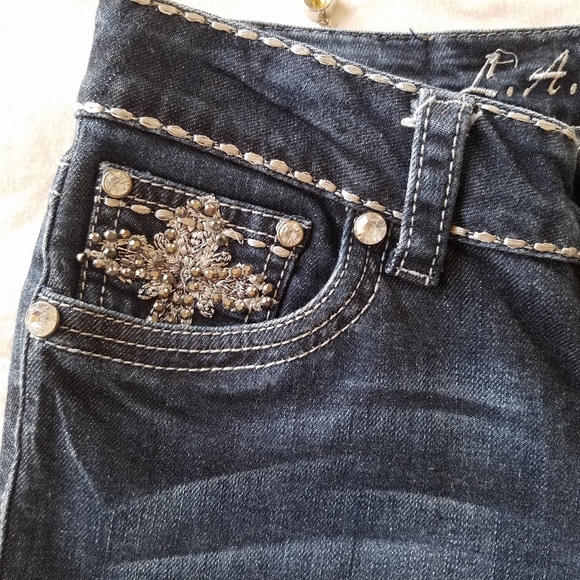 LA Idol USA Blingy Cross Flap Pocket Blue Jean - Picture 9 of 11